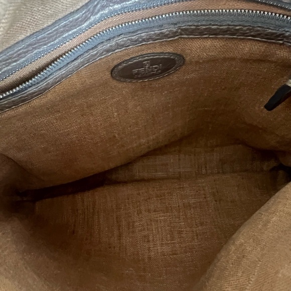 Fendi Platinum Pebbled Leather Messenger Bag with Logo Strap - Picture 8 of 9